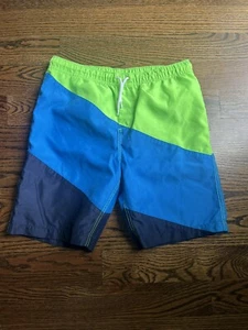 LAND’S END Swim Trunks boys size L (14/16) green blue NWOT - Picture 1 of 4