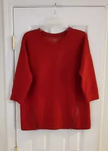 A.N.A Ribbed Tunic Top Dark Red Zipper Hem Stretch 3/4 Sleeve M Medium - Picture 1 of 8