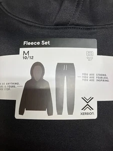 Xersion Hoodie & Athletic Pants Fleece Set Black w/ White Letters Youth 10/12 M - Picture 1 of 5