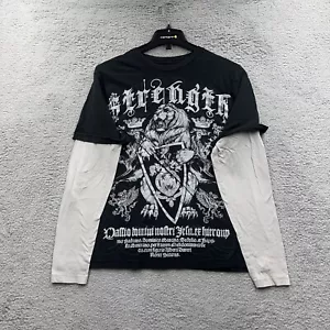 No Boundaries Skull Wings Cross Shirt 2XL Thermal Y2K Gothic Affliction MMA - Picture 1 of 8