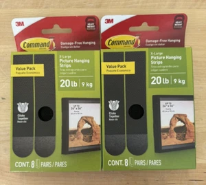 2 PACKS Command 20lb XL Heavyweight Strips, 16 Black Adhesive Pairs(32 Strips) - Picture 1 of 2