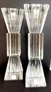 Coppia candelabri cristallo piombo di Block ceco - classico minimalista pesante - Foto 1 di 12