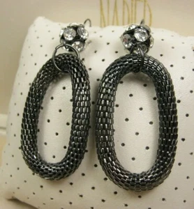 Neu Designer Einfache Vera Angefleckte Silber Netz Ring Strass Haken Ohrringe - Bild 1 von 7