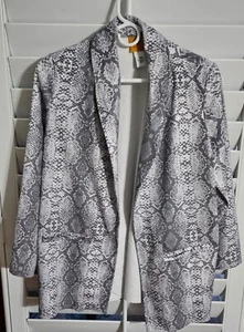 Ruby Rd. Womens Jacket Shiny Animal Print Grey & White Petite M Medium Polyester - Picture 1 of 9
