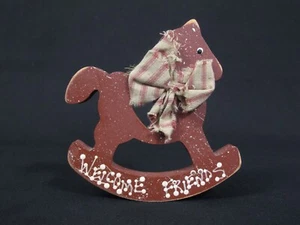 Vintage Wood Rocking Horse Red Primitive Country Home Décor 5.5” - Picture 1 of 9