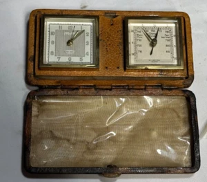 Sveglia da viaggio vintage Rensie 7 Jewels in pelle termometro Germania - Foto 1 di 10
