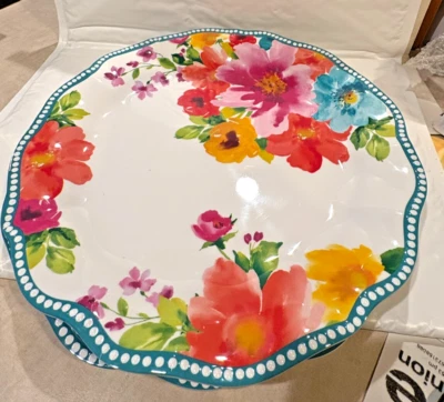 NUEVO PLATO DE CENA PIONEER MUJER MELAMINA DISEÑO FLORES VENTOSAS 10.5" RETIRADO Foto 1 de 2