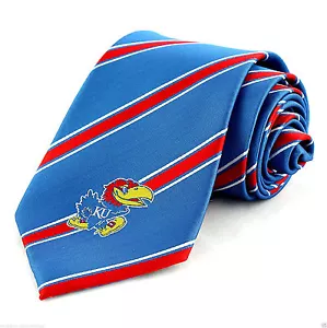 Kansas Jayhawks Herren Krawatte College University Logo gestreift blau Krawatte - Bild 1 von 3