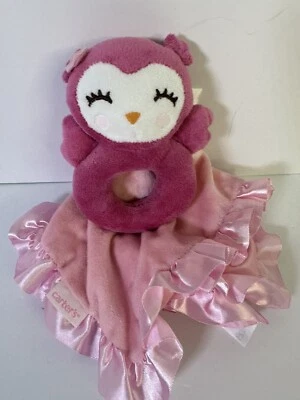 Manta de seguridad Carters rosa sonajero pájaro Lovey chupete de felpa borde satinado Foto 1 de 4
