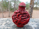 Asian Chinese Snuff Bottle Red Coral "I Think"  2 5/8" High