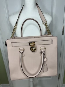 MICHAEL KORS Hamilton Traveler Large Tote Shoulder Bag Purse Pink Leather New - Picture 1 of 11
