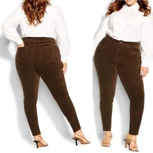 City Chic Cosy Love Anzughose Muskat weich spitz zulaufend Skinny Damen Gr. 18 NEU - Bild 1 von 11