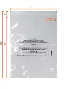 Yens #3 (9"x 12") - 5000pcs/Box Clear Plastic bags -with warning citation - Picture 1 of 2