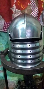 2mm Mild steel,Bellows Face Sallet,15th century helmet,Sallet Helmet,Fihgting - Picture 1 of 4