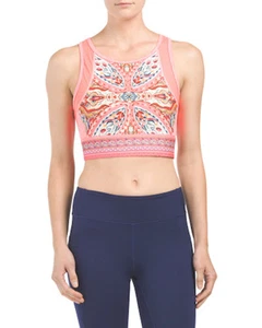 Nanette Lepore Play Carousel Printed Crop Workout Sports Top Size L - Picture 1 of 2