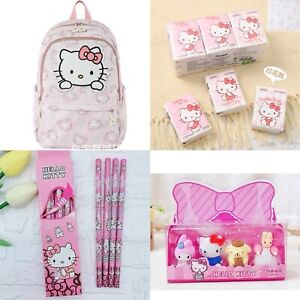 Sanrio Hello Kitty  School Supplies Gift Set Backpack/Pencils/Eraser/Tissue NEW