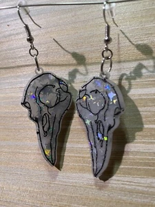 Damen Boho Ohrhänger Acryl Harz Vogel Totenkopf Ohrringe - Bild 1 von 11