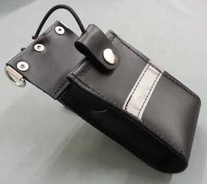 Firefighter Leather Radio Holder Harris XG-25 XG-75 3M Silver Reflective - Picture 1 of 8