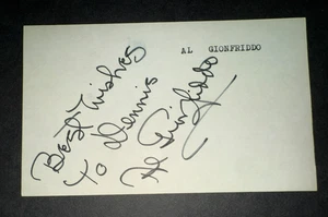 1947 DODGERS: Al Gionfriddo, signiert 3x5, gestorben 2003 - Bild 1 von 1