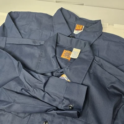 VTG NWT Set Of 2 Big Ben Wrangler Work Shirt Long Sleeve Navy Men's XL Made USA - Image 1 of 4