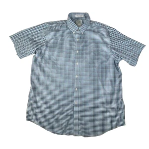 L.L. Bean Mens XL Shirt Traditional Fit Short Sleeve Blue Green Plaid - Picture 1 of 8