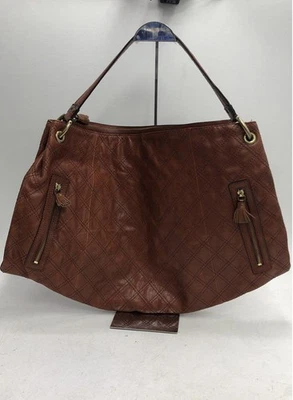 Antonio Melani Brown Quilted Leather Hobo Shoulder Bag Gold Hardware - Image 1 of 4