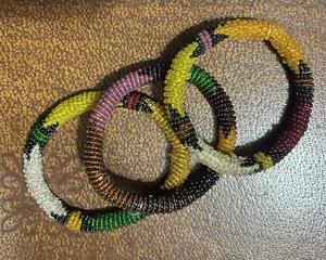 Three Beautiful African Beaded Cuff Bracelets - Picture 1 of 5