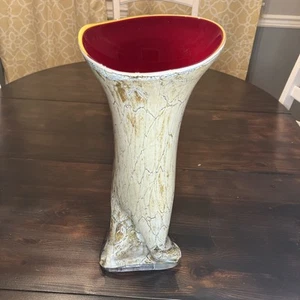 Vintage Krosno Jozefina Vase Hand Blown Art Glass Poland Neutral 17" x 7.5" - Picture 1 of 10