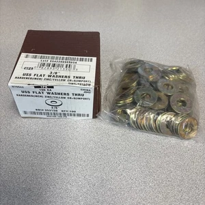 USS Flat Washers Thru-Hardened Zinc Yellow Plated- 3/8"- New in Box- Lot of 100 - Picture 1 of 2