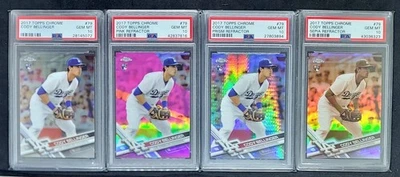 (4) 2017 TOPPS CHROME CODY BELLINGER SP RC PRISM PINK SEPIA REFRACTOR #79 PSA 10 - Image 1 of 2