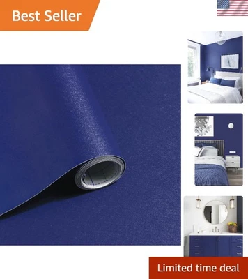 Thick Vinyl Navy Blue Peel and Stick Wallpaper - Decorative & Calming 118"x17.7" - Image 1 of 4