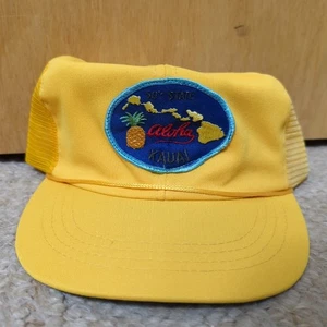 Vintage 80er Hawaii Hut Herren OSFA gelb Snapback Kauai Trucker Mesh lesen - Bild 1 von 8