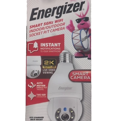 Cámara inteligente Energizer Wi-Fi interior exterior se adapta a enchufe de bombilla EOP1-1001-5GW nueva Foto 1 de 4