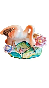 Art Deco Flair Torii Japan 1950's Flamingo Planter 3 3/4 Inches high Preowned - Picture 1 of 18