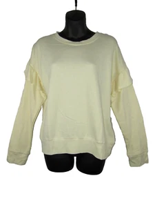 Studio David Lerner Drop Shoulder Ruffle Pullover Sweatshirt Medium Yellow Sun - Picture 1 of 7