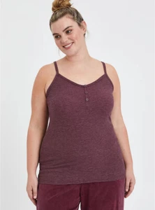 BNWT Torrid Plus Size 3 (22/24) Wine Mineral Wash Ribbed V-Neck Sleeveless Top - Picture 1 of 8