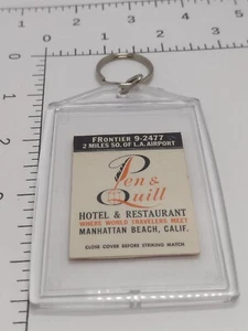 Schlüsselanhänger Vintage Streichholz Abdeckung Stift & Feder Hotel Manhattan Beach Cal  - Bild 1 von 2