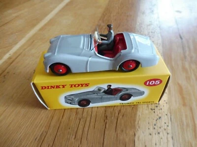 Dinky Toys Atlas Triumph TR2 Sports grise Réf. 105 neuve en boîte - Photo 1/4
