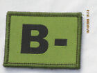 B- (Negative) Blood Group Patch, Unit Id Patch, Hook And Loop Fastener, Olive