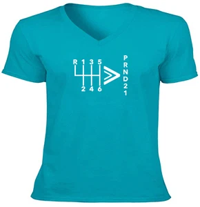 Manual Automatic Tee V-Neck T-Shirt Unisex Print Shirt Gift Stick Shift Car - Picture 1 of 19