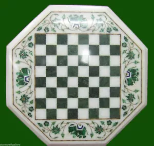 18" Marble Chess Table Top Pietra Dura Semi Precious Stone Home Furniture - Imagen 1 de 1