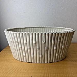 Vintage Italian Glazed Ceramic Faux Bamboo Planter / Container - Picture 1 of 9