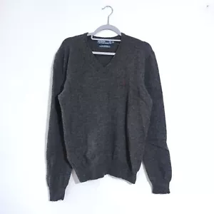 Vintage Polo Ralph Lauren Lambswool Pullover Grau V-Ausschnitt Medium Herrenpullover - Bild 1 von 12