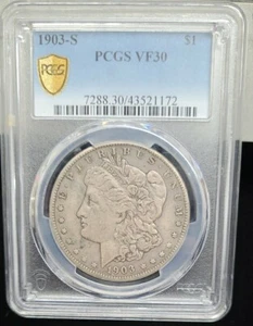 1903-S PCGS VF30 MORGAN SILVER DOLLAR GOLD SHIELD - Picture 1 of 4