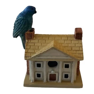 VINTAGE Lenox Miniature House With Indigo Bunting Blue Bird On Roof Collectible - Picture 1 of 11
