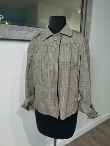 Banana Republic Womens Tan Black Gingham Wool Blend Jacket Sz Small - Bild 1 von 8