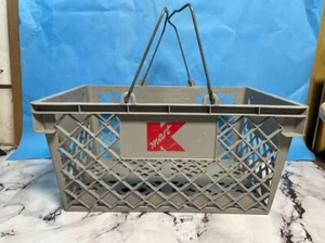 KMART Dept Store Kunststoff Einkaufshand Korb Drahtgriffe grau grau Sammlerstück - Bild 1 von 12