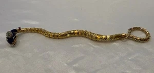 MAGNIFICENT 19C ANTIQUE 14K ENAMELED GOLD DIAMOND EMERALD RUBY SNAKE BRACELET - Picture 1 of 10