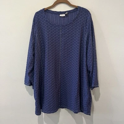 Logo Lori Goldstein Tunic Top Women’s 3X Purple Textured Blouse Pockets - Image 1 of 4