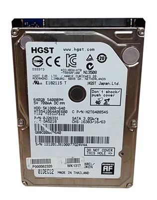 HGST  TravelStar 5K1000 HTS541064A9E680 640GB 2.5" SATA II Laptop Hard Drive - Image 1 of 3